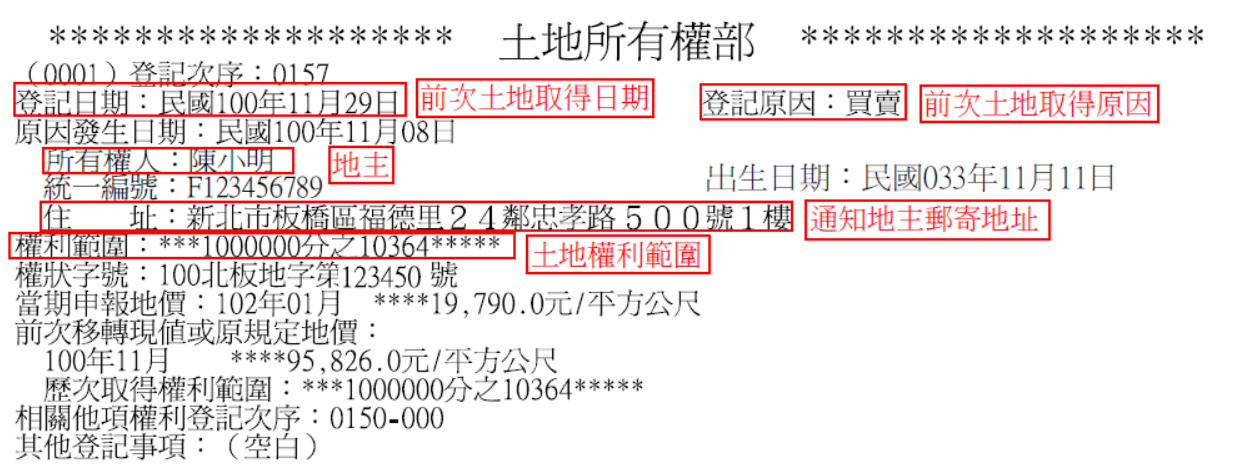 ▲圖說：謄本所有權部（來源：新北市政府地政局網站公開資料）