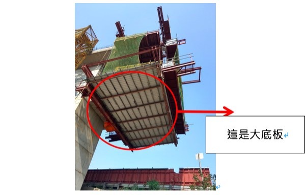 （圖說：懸臂工車下方設有雙層安全網＋防護大底板）