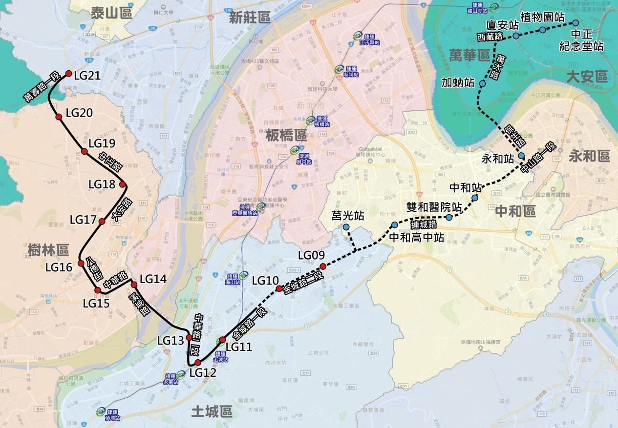 （圖說：萬大中和線路線圖）