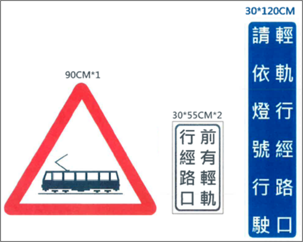 （圖說：淡海輕軌安全注意標示）